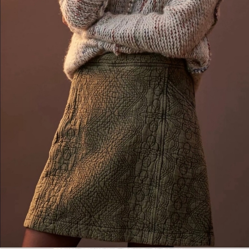 Anthropologie Pilcro Quilted Mini Skirt Size 8